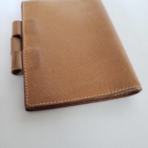 HERMES Agenda Mini Small Veau Epsom Tan Brown Leather Notebook Cover Authentic - Picture 9 of 9